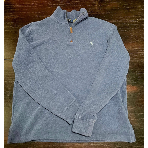 Polo Ralph Lauren Blue Pony Men's Quarter-Zip Pullover Sweater Blue Size M - Picture 2 of 4